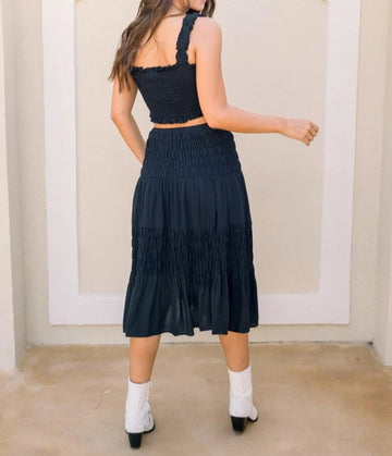 Smocked Midi Skirt